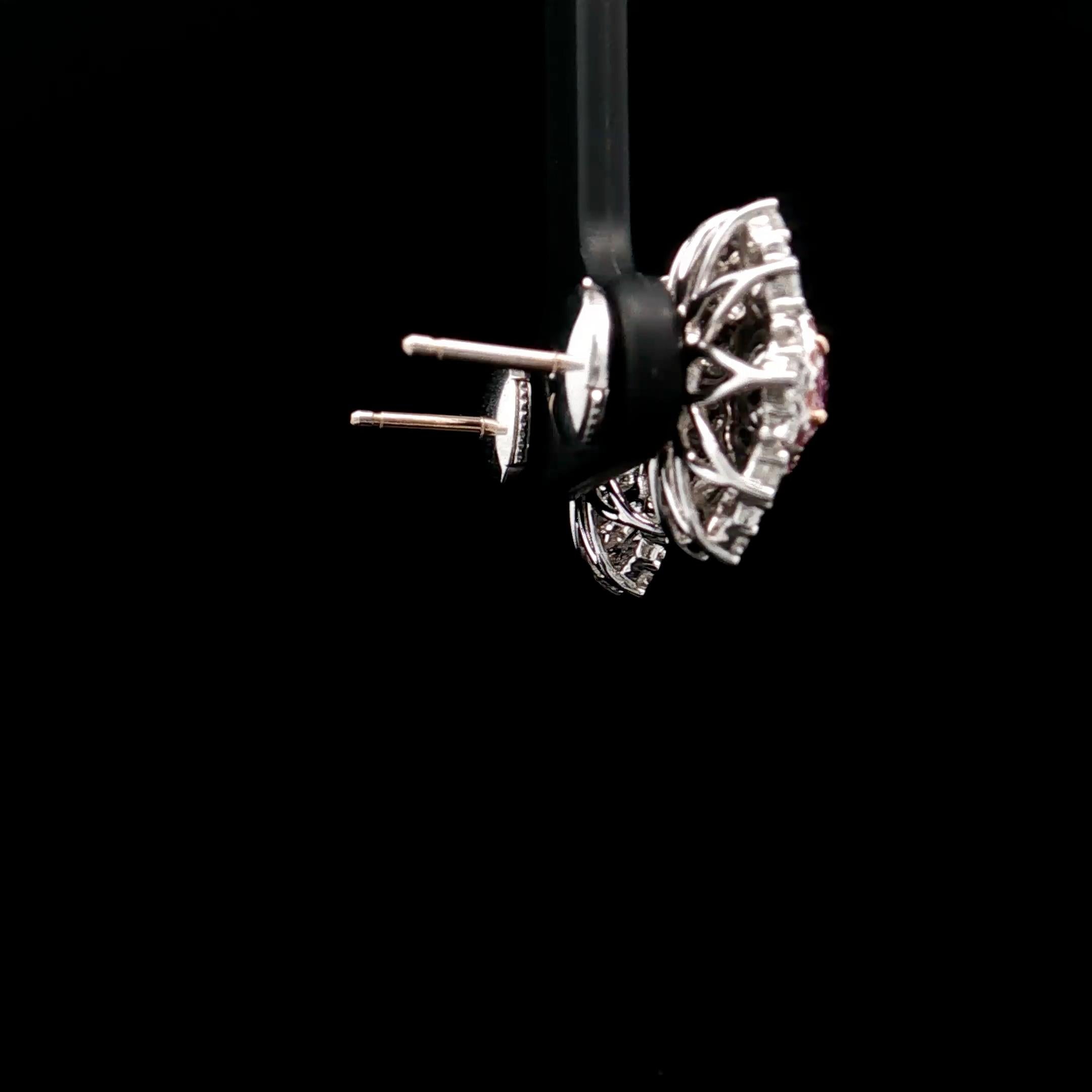 Orecchini con diamanti certificati GIA 0,41 CT Faint Pink VS2/0,40 CT Faint Pink VS2 in vendita 5