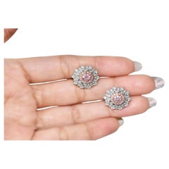 GIA Certified 0.41 CT Faint Pink VS2/0.40 CT Faint Pink VS2 Diamond Earrings