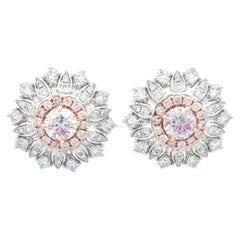 Orecchini con diamanti certificati GIA 0,41 CT Faint Pink VS2/0,40 CT Faint Pink VS2