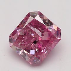 GIA Certified 0.42 Carat Fancy Intense Purplish Pink I2 Clarity Diamond