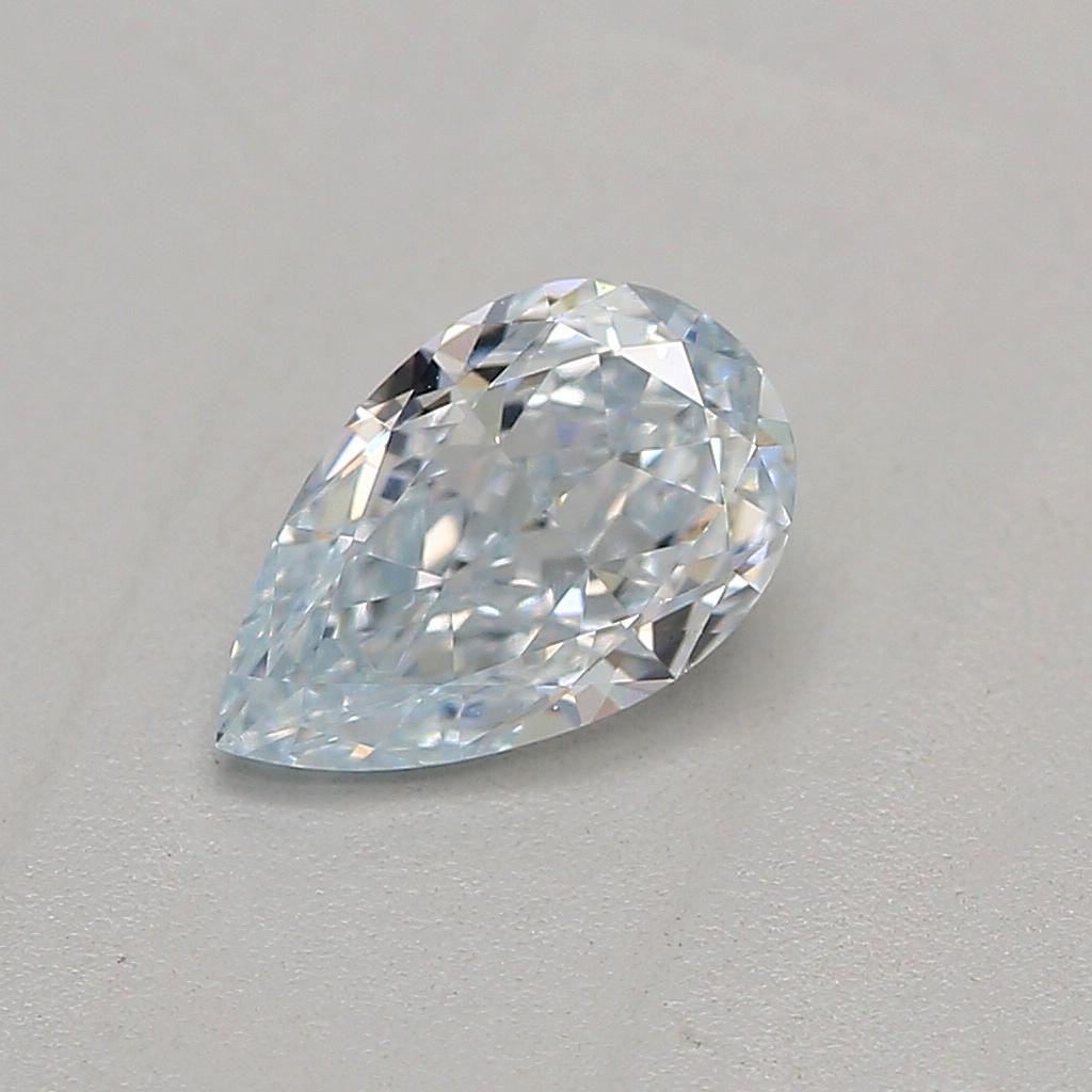 Certificate: GIA
Report Number: 5383400902
Shape And Cut: Pear
Carat Weight: 0.42 carat
Measurements: 6.41 x 4.03 x 2.35 mm
Color Grade: Fancy Light Blue

FEATURES OF THE DIAMOND:

This 0.42 carat diamond is a small yet captivating diamond, often