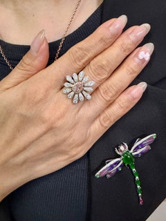 GIA Certified 0.42 Carat Fancy Orangy Pink Diamond Flower Cocktail Ring