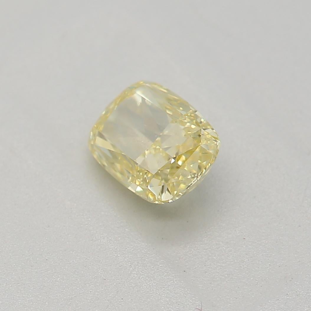 Cushion Cut GIA Certified 0.42 Carat Fancy Yellow Si2 Clarity Diamond For Sale