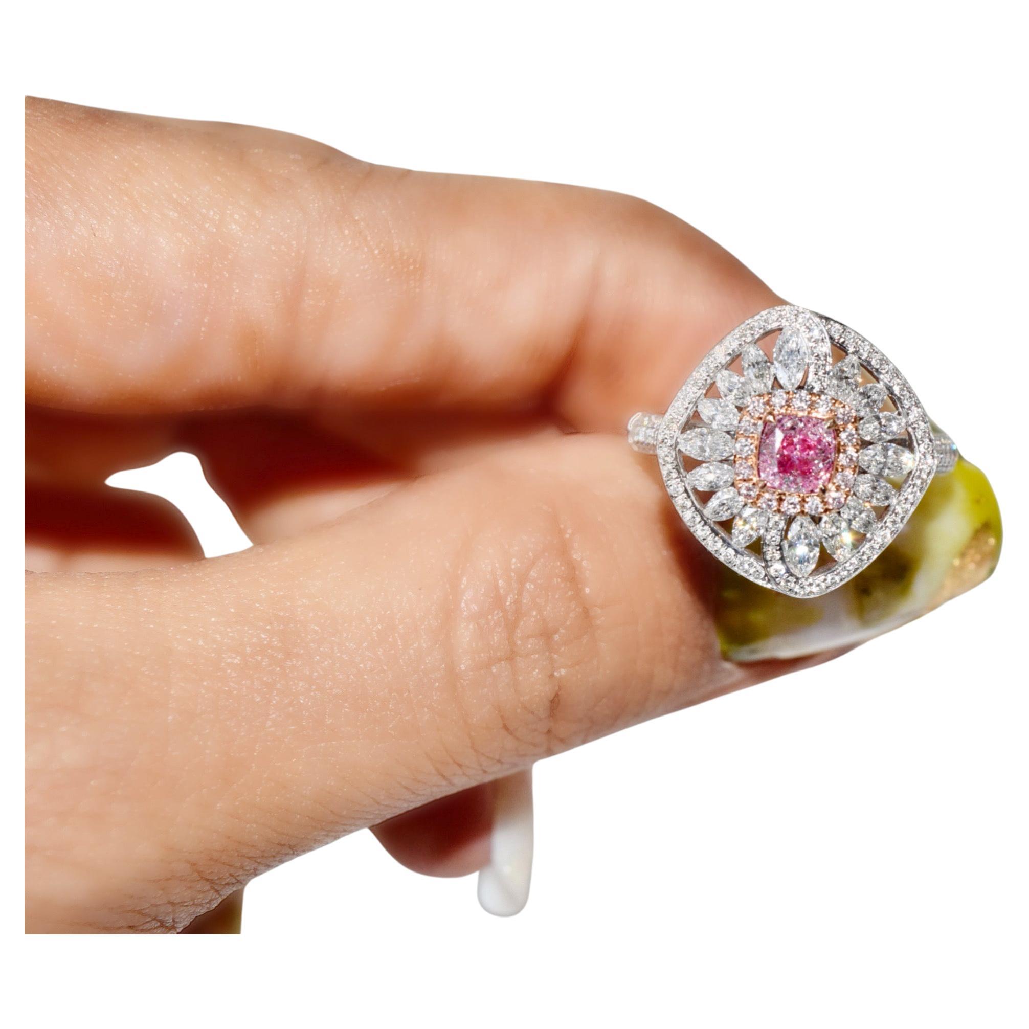 GIA Certified 0.43 Carat Faint Pink I2 Clarity Diamond Ring