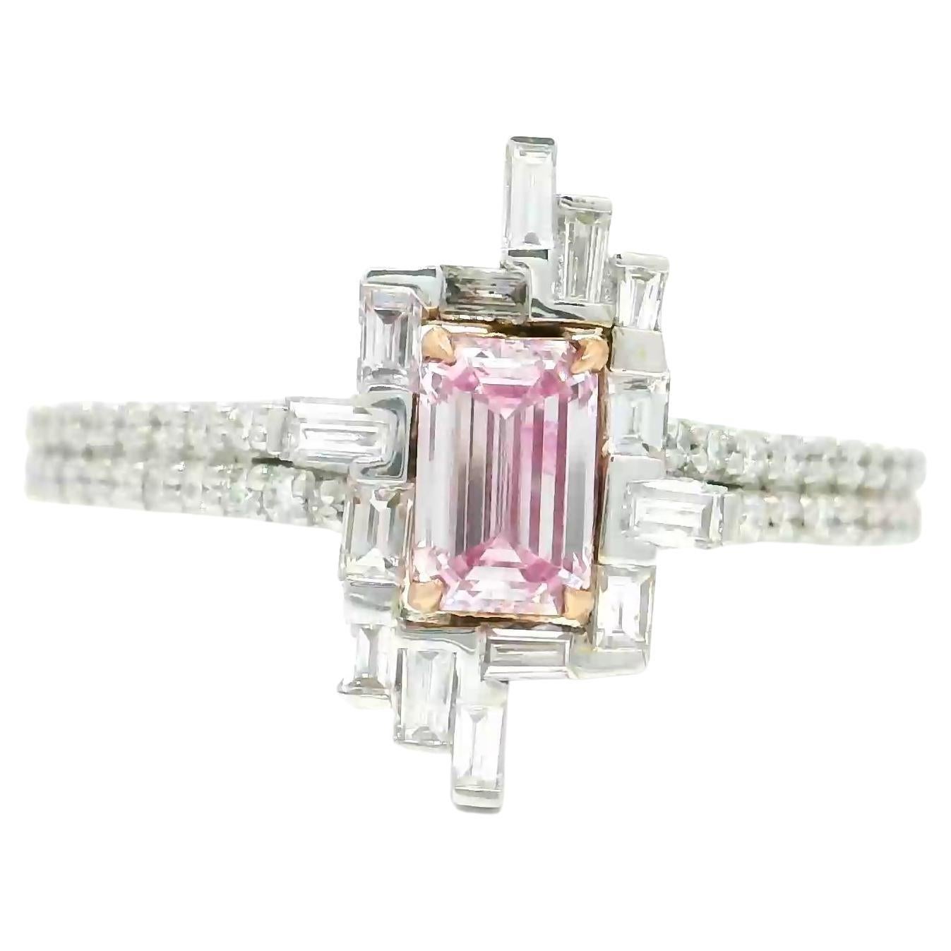 GIA Certified 0.43 Carat Faint Pink VS1 Clarity Diamond Ring