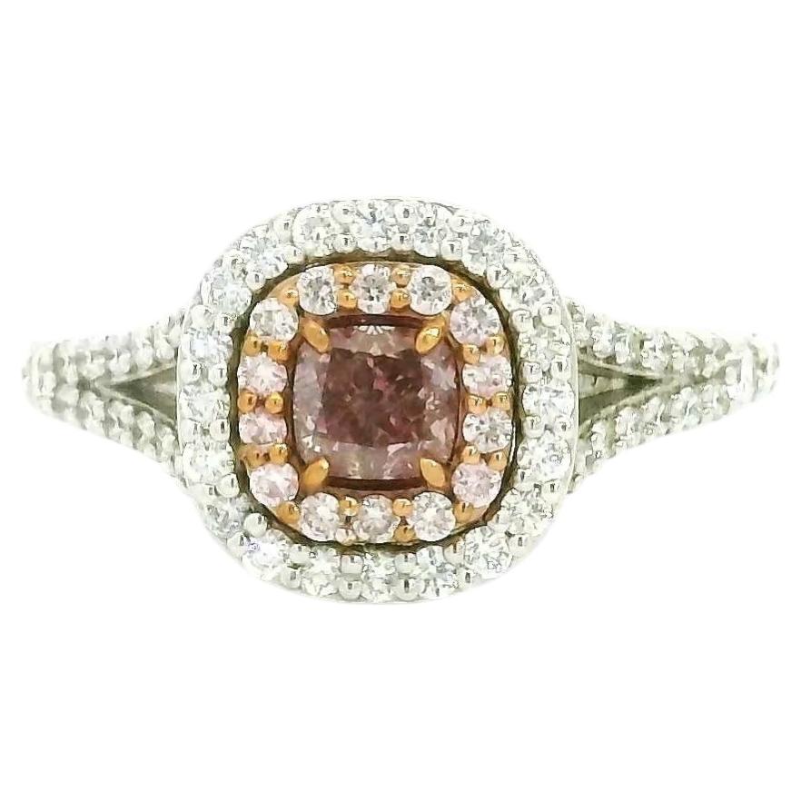 Bague avec diamant certifié GIA de 0,43 carat, couleur « Fancy Brown Pink », pureté SI1