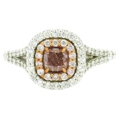 GIA Certified 0.43 Carat Fancy Brown Pink SI1 Clarity Diamond Ring