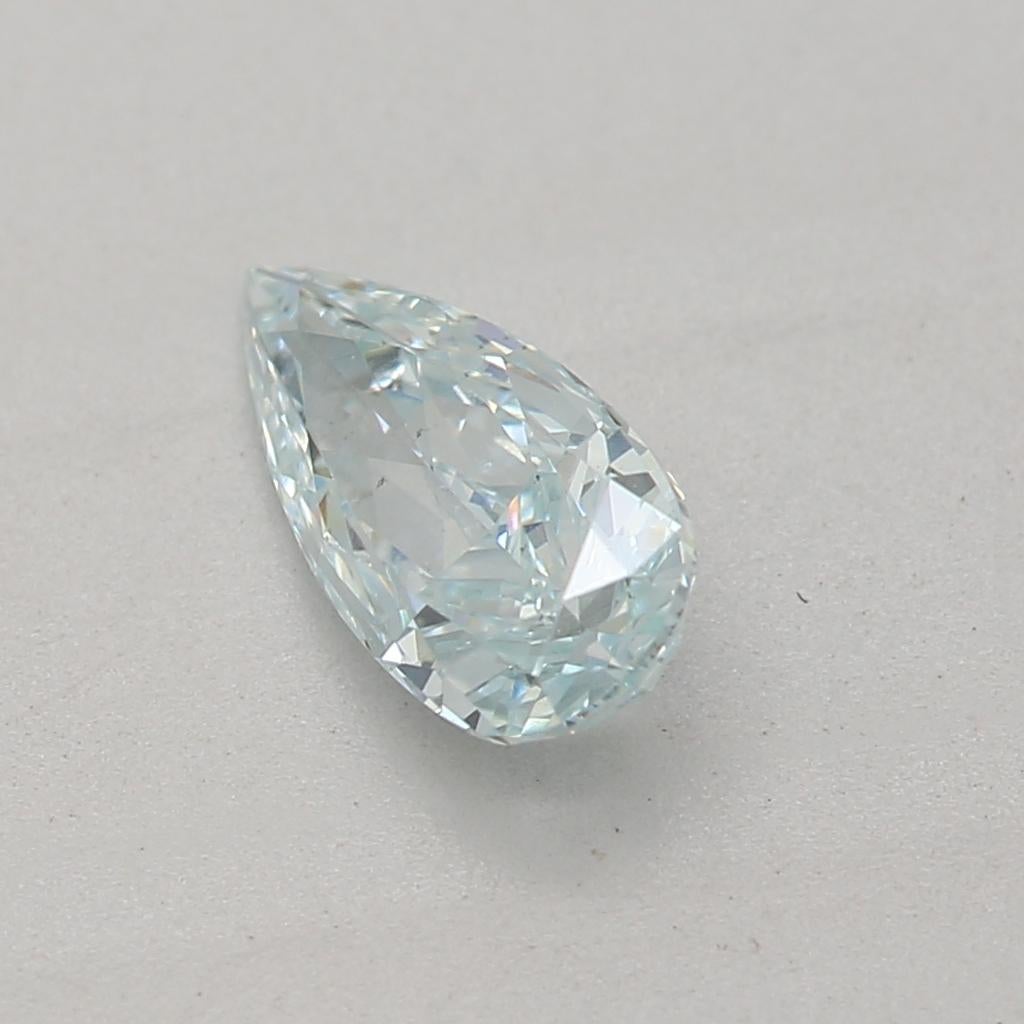 Pear Cut GIA Certified 0.43 Carat Fancy Light Greenish Blue VS2 Clarity Diamond For Sale