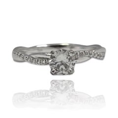 GIA Certified 0.43 Carat Fancy Natural Faint Gray Diamond Ring 14K White Gold