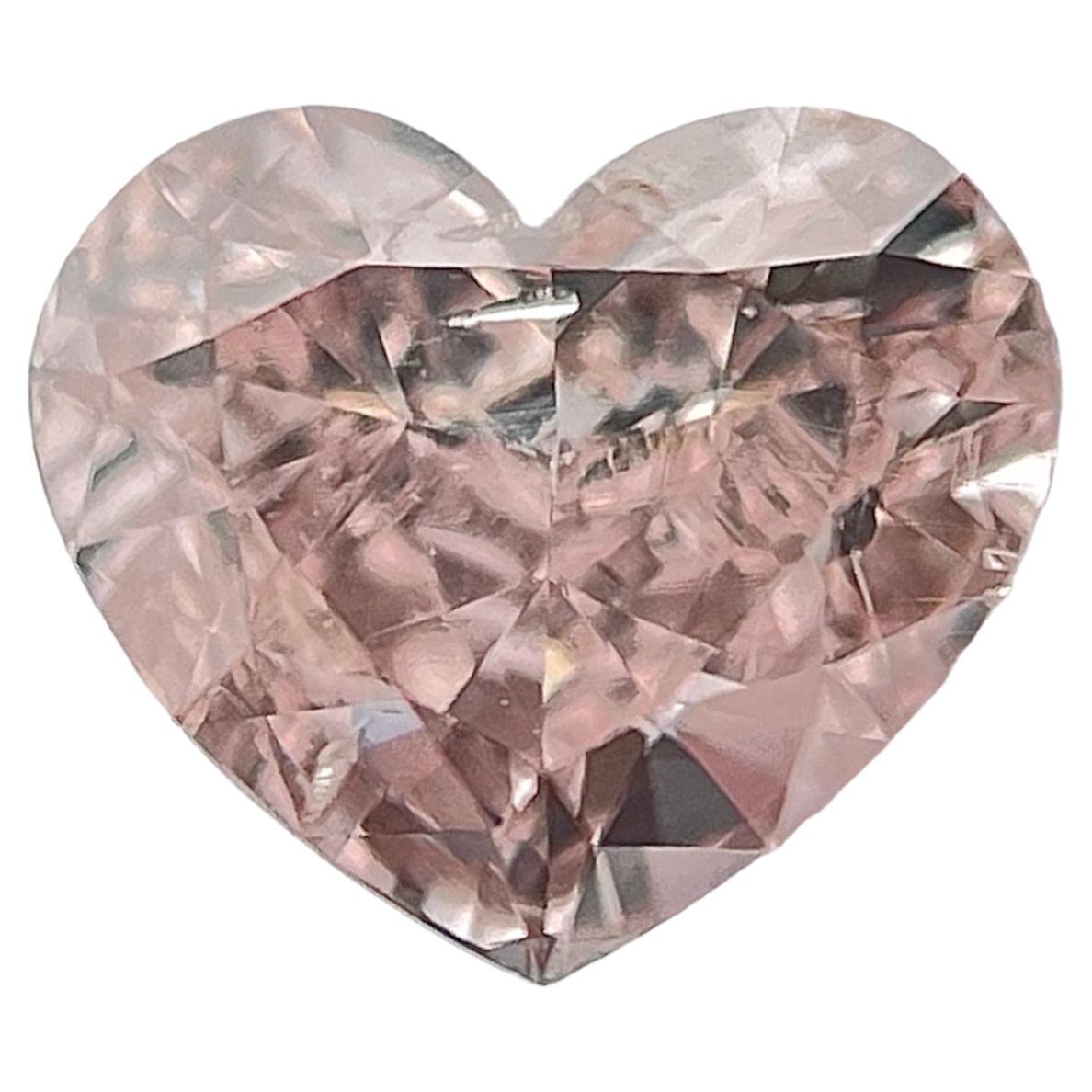 GIA Certified 0.43 Carat Heart Modified Fancy Pink Brown Si2 Natural Diamond For Sale