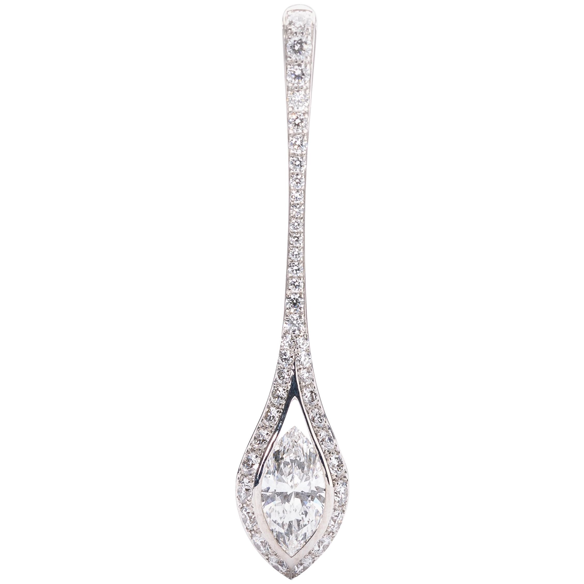 GIA Certified 0.43 Carat Marquise Diamond Royale Pendant For Sale