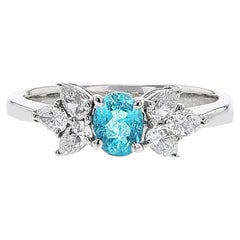 Certificado GIA 0.43 ct. Anillo de Turmalina Paraiba Brasileña y Diamante, Platino