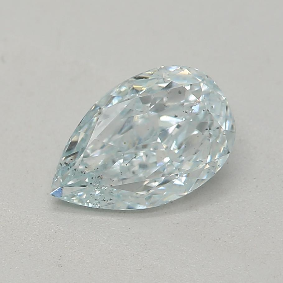 Certificate: GIA 
Report Number: 6385403870
Shape And Cut: Pear
Carat Weight: 0.44 carat
Measurements: 6.56 x 4.25 x 2.25 mm
Color Grade: Fancy Greenish Blue 

FEATURES OF THE DIAMOND:

This fancy greenish blue diamond is a rare and stunning Diamond
