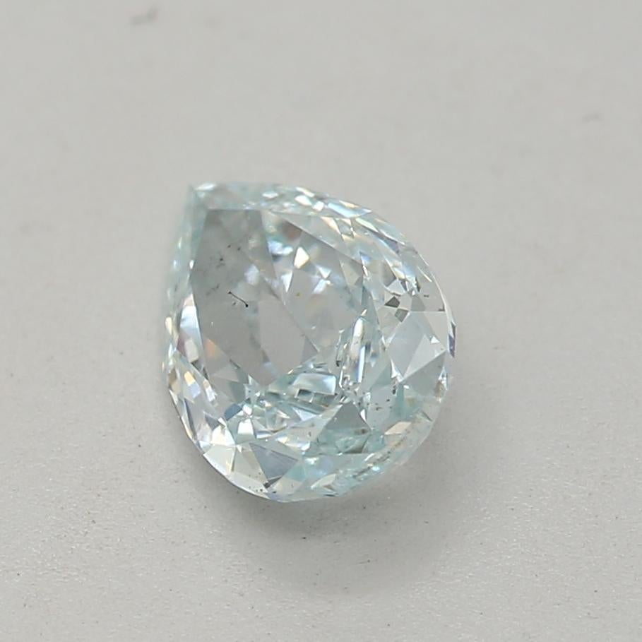 Pear Cut GIA Certified 0.44 Carat Fancy Greenish Blue SI2 Clarity Diamond