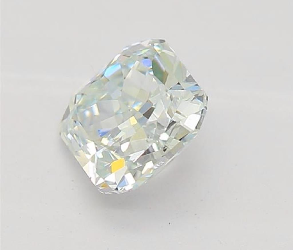 Taglio cuscino Diamante certificato GIA da 0,45 carati, di colore verde chiaro e bluastro con purezza VVS1 in vendita
