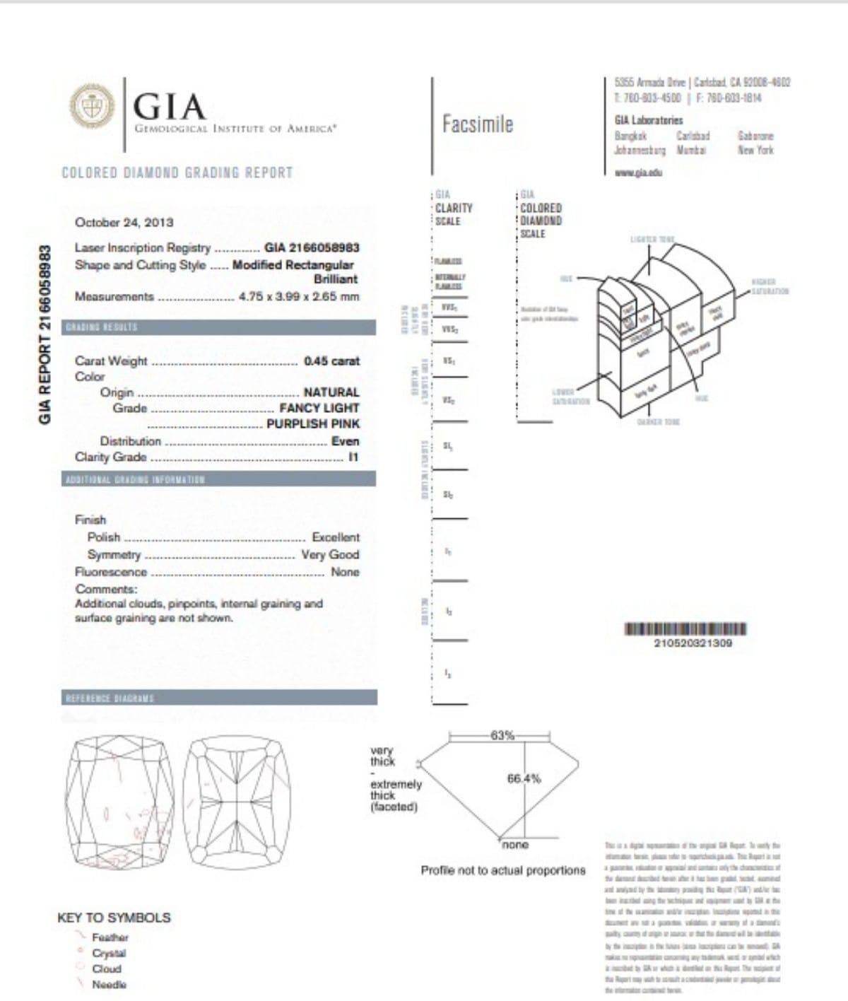 GIA-zertifizierter 0,45 Karat Fancy Helllila Rosa I1 Reinheit Diamant im Angebot 1