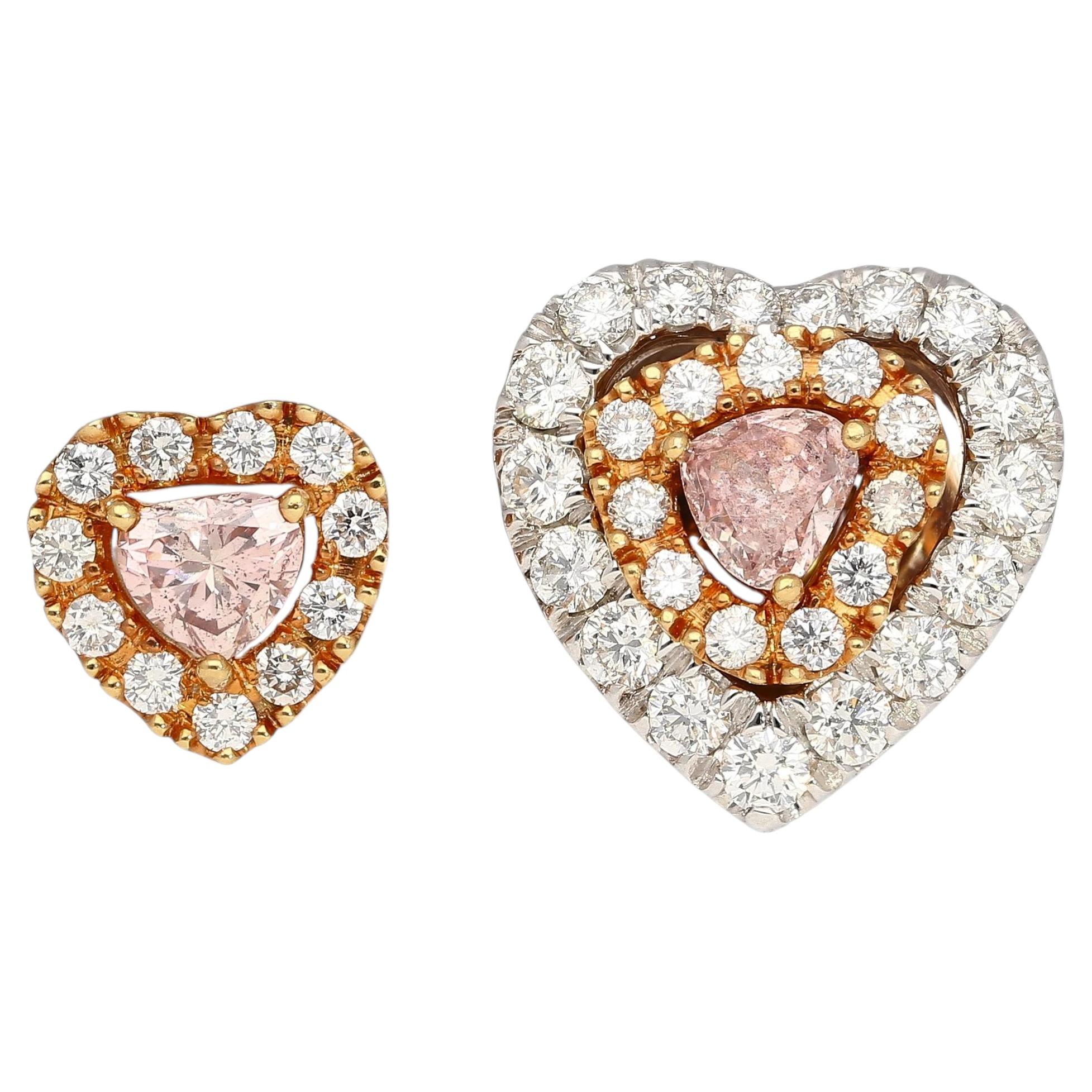 GIA zertifiziert 0,45 Karat Pink Diamond Platin 18K Rose Gold Ohrstecker