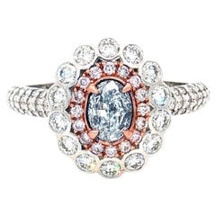GIA-zertifizierter 0,45 Karat hellblauer Diamantring VS2 Reinheit