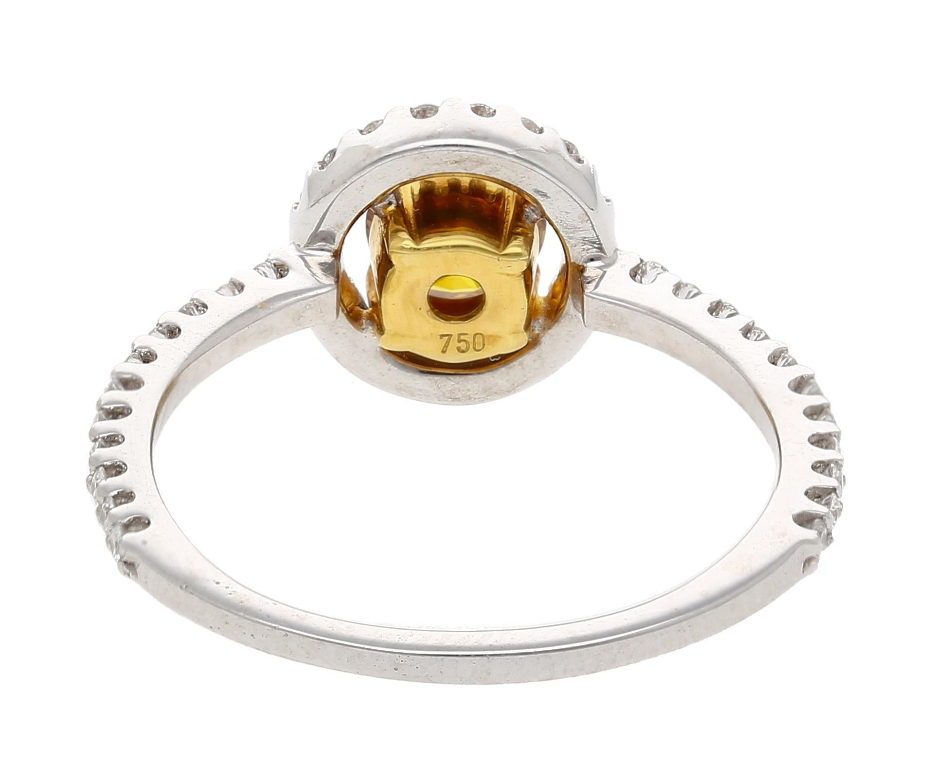 Modern GIA Certified 0.46 Carat Fancy Deep Orange Yellow Diamond Engagement Ring For Sale
