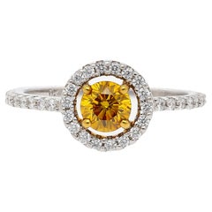 GIA Certified 0.46 Carat Fancy Deep Orange Yellow Diamond Engagement Ring
