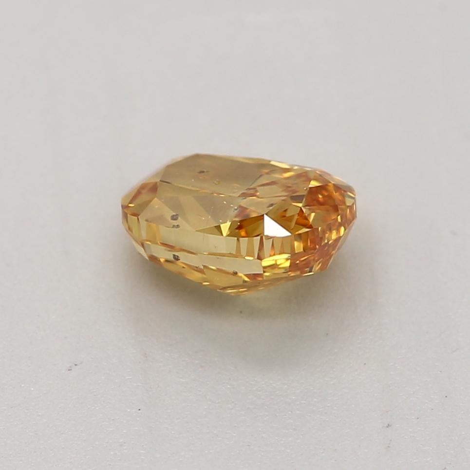 GIA Certified 0.46 Carat Fancy Vivid Yellow Orange SI2 Clarity Diamond In New Condition For Sale In บางรัก, TH