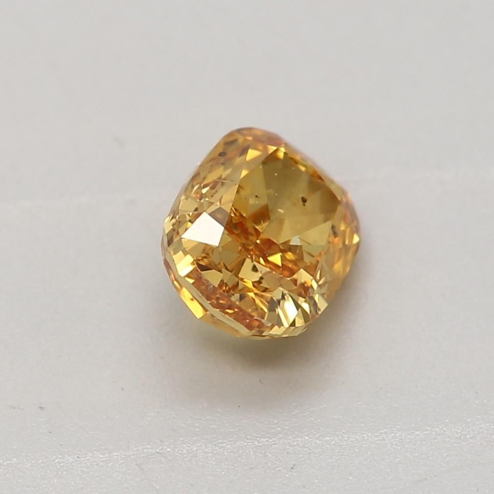 Women's or Men's GIA Certified 0.46 Carat Fancy Vivid Yellow Orange SI2 Clarity Diamond For Sale