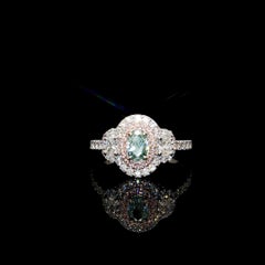 GIA zertifiziert 0,47 Karat Fancy Light Bluish Green VS1 Clarity Diamantring