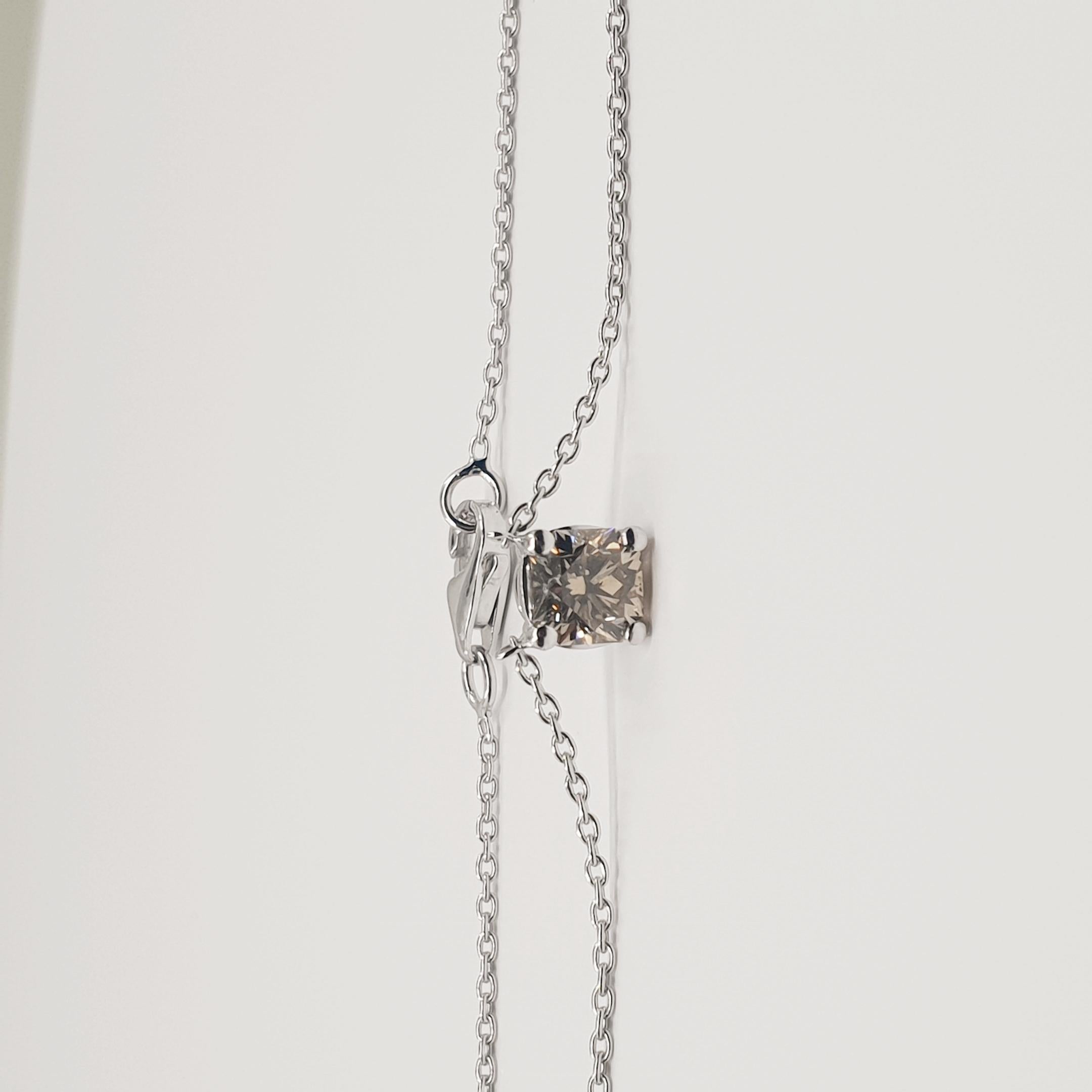 Women's GIA Certified 0.47 Carat Flanders Cut Fancy Brown Diamond Necklace For Sale