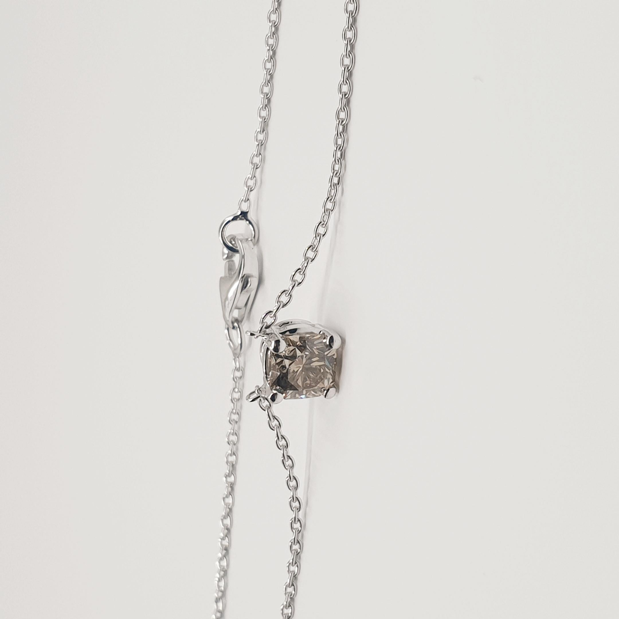 GIA Certified 0.47 Carat Flanders Cut Fancy Brown Diamond Necklace For Sale 1