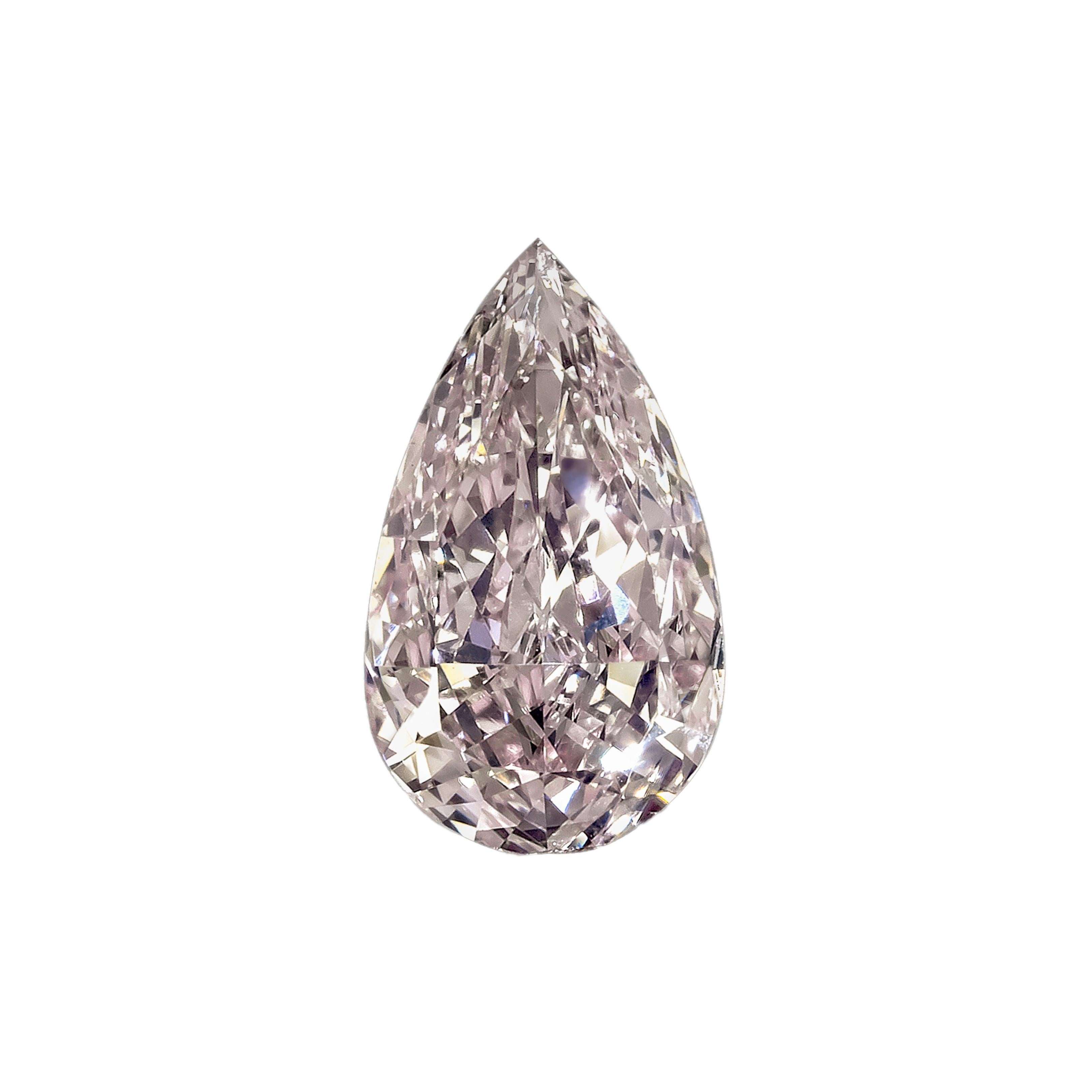 Pear Cut GIA Certified 0.47 Carat Pear Shape Pink Diamond Ring For Sale