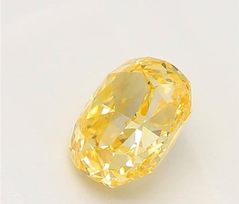 Cushion Cut GIA Certified 0.48 Carat Fancy Vivid Yellow SI1 Clarity Diamond For Sale