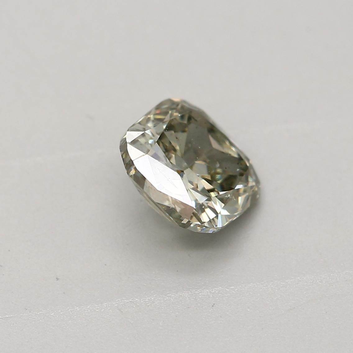 Women's or Men's GIA Certified 0.49 Carat Fancy Dark Gray Yellowish Green I1 Clarity Diamond For Sale