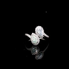 GIA Certified 0.50/0.55 Carat Faint Blue/Very Light Green Clarity Diamond Ring