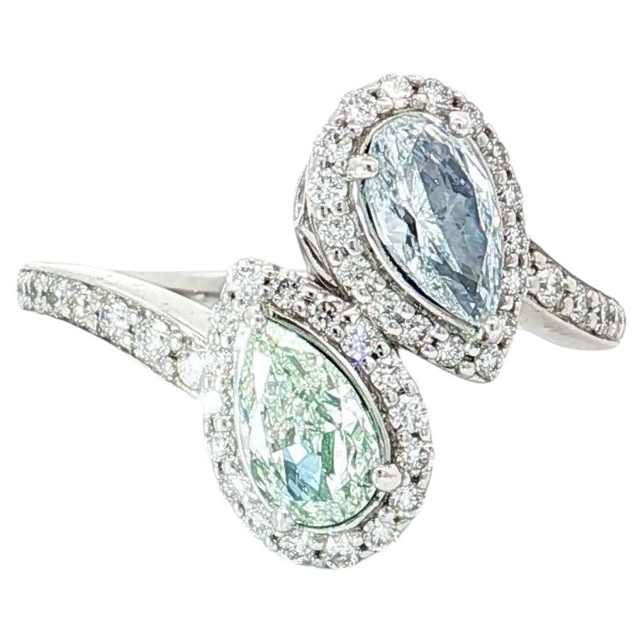 GIA Certified 0.50/0.55 Carat Faint Blue/Very Light Green Clarity Diamond Ring