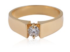 GIA Certified 0.50 Carat D IF Round Brilliant Diamond Men’s Ring 18K Yellow Gold