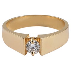 GIA Certified 0.50 Carat D IF Round Brilliant Diamond Men’s Ring 18K Yellow Gold