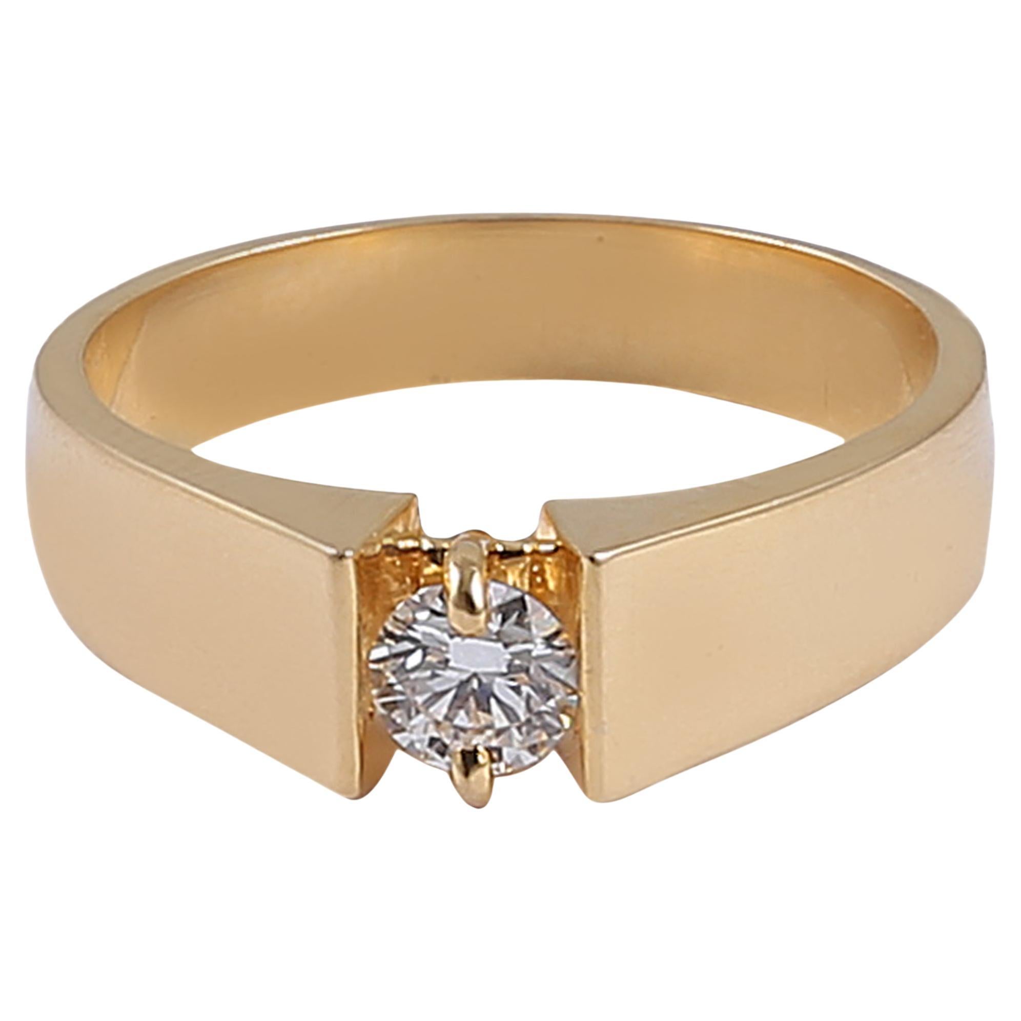 Bague pour homme en or jaune 18 carats certifiée GIA 0,50 carat D IF diamant rond brillant