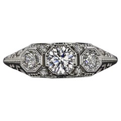 GIA-zertifizierter 0,50 Karat Diamant-Verlobungsring mit Vintage-Charm in 14k