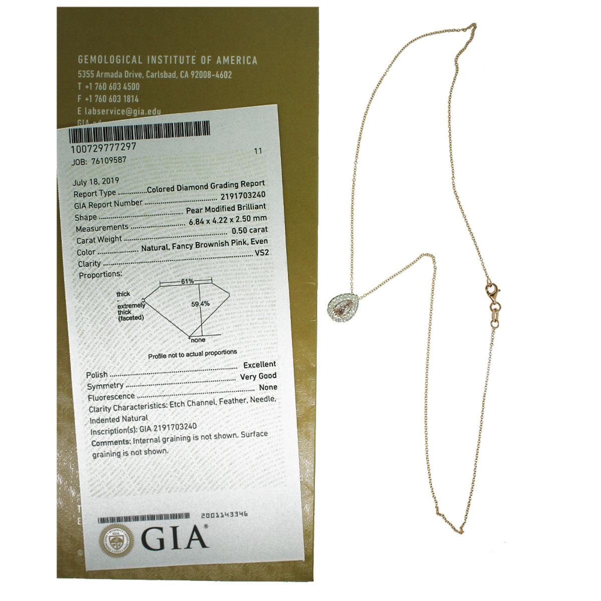 Round Cut GIA Certified 0.50 Carat Diamond Necklace