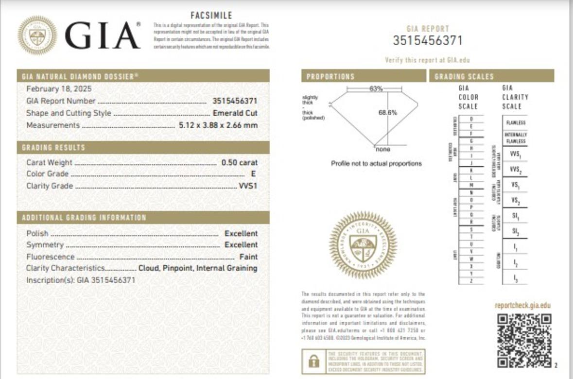 GIA Certified 0.50 Carat E Colour vvs1 Clarity Diamond For Sale 1