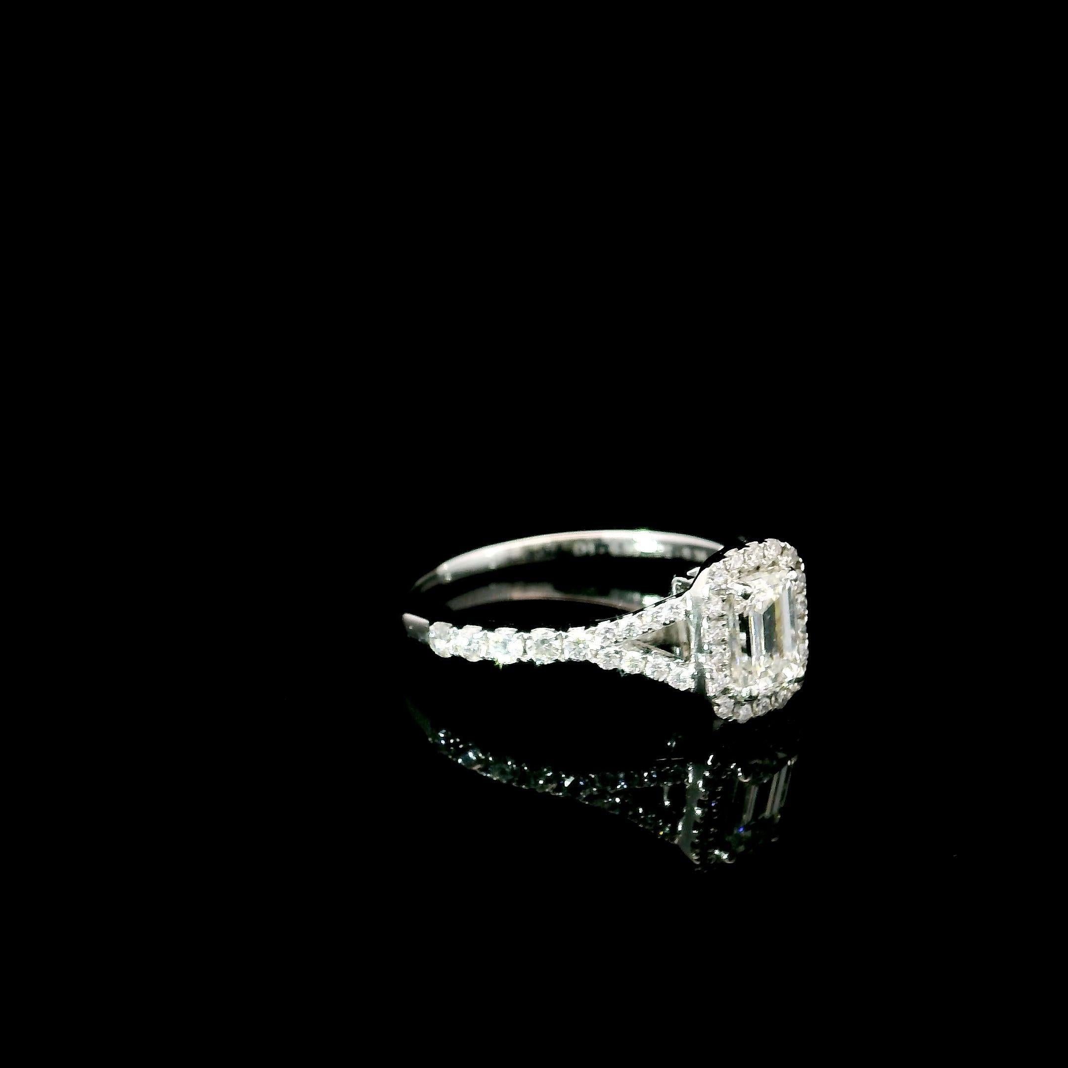 Emerald Cut GIA Certified 0.50 Carat F Colour VS2 Clarity Diamond Ring For Sale