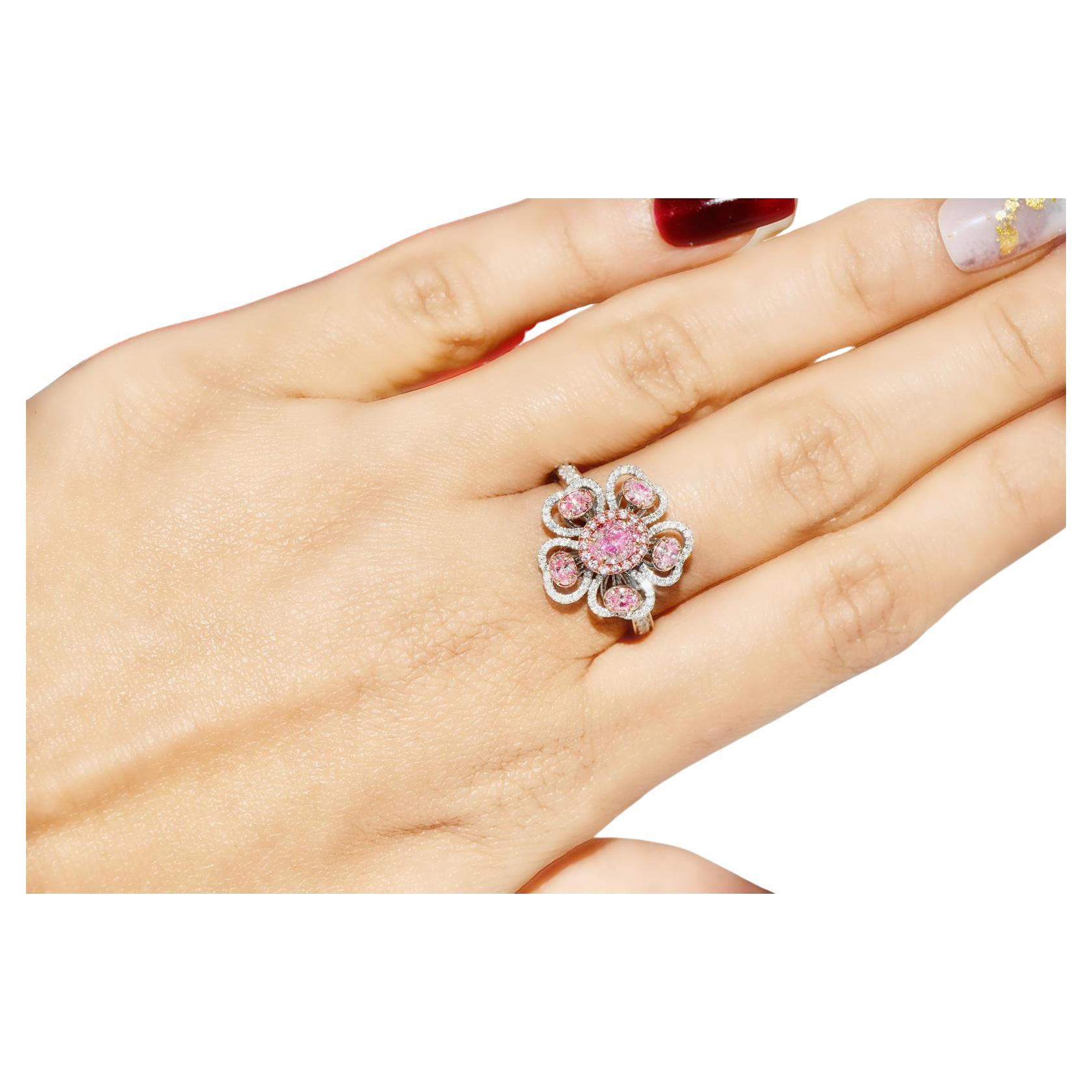 GIA Certified 0.50 Carat Faint Pink Diamond Ring SI1 Clarity 