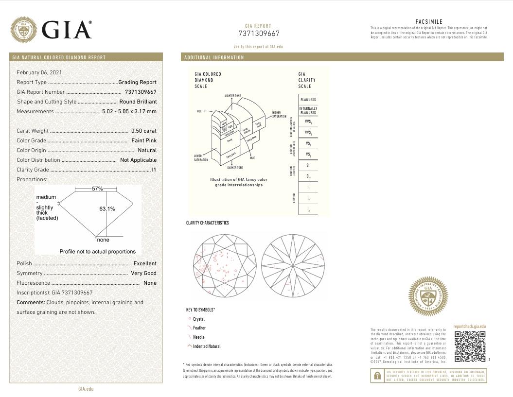 GIA-zertifizierter 0,50 Karat schwarzer rosa I1 Reinheitsgrad Diamant im Angebot 1