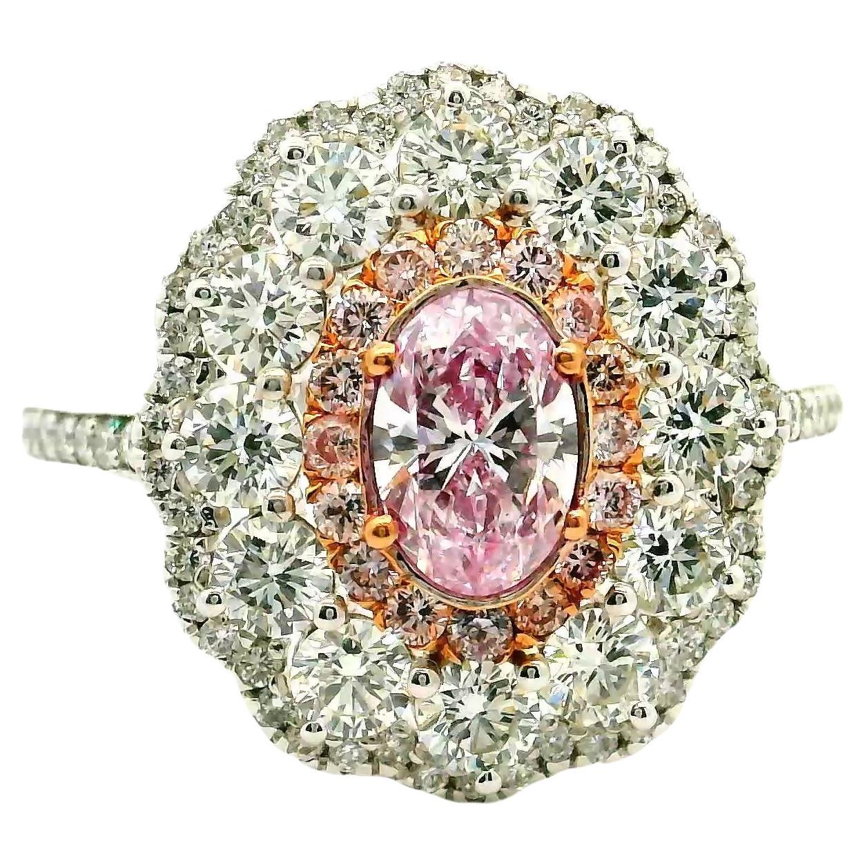 Bague en diamant certifié GIA de 0,50 carat rose clair VS1 en vente
