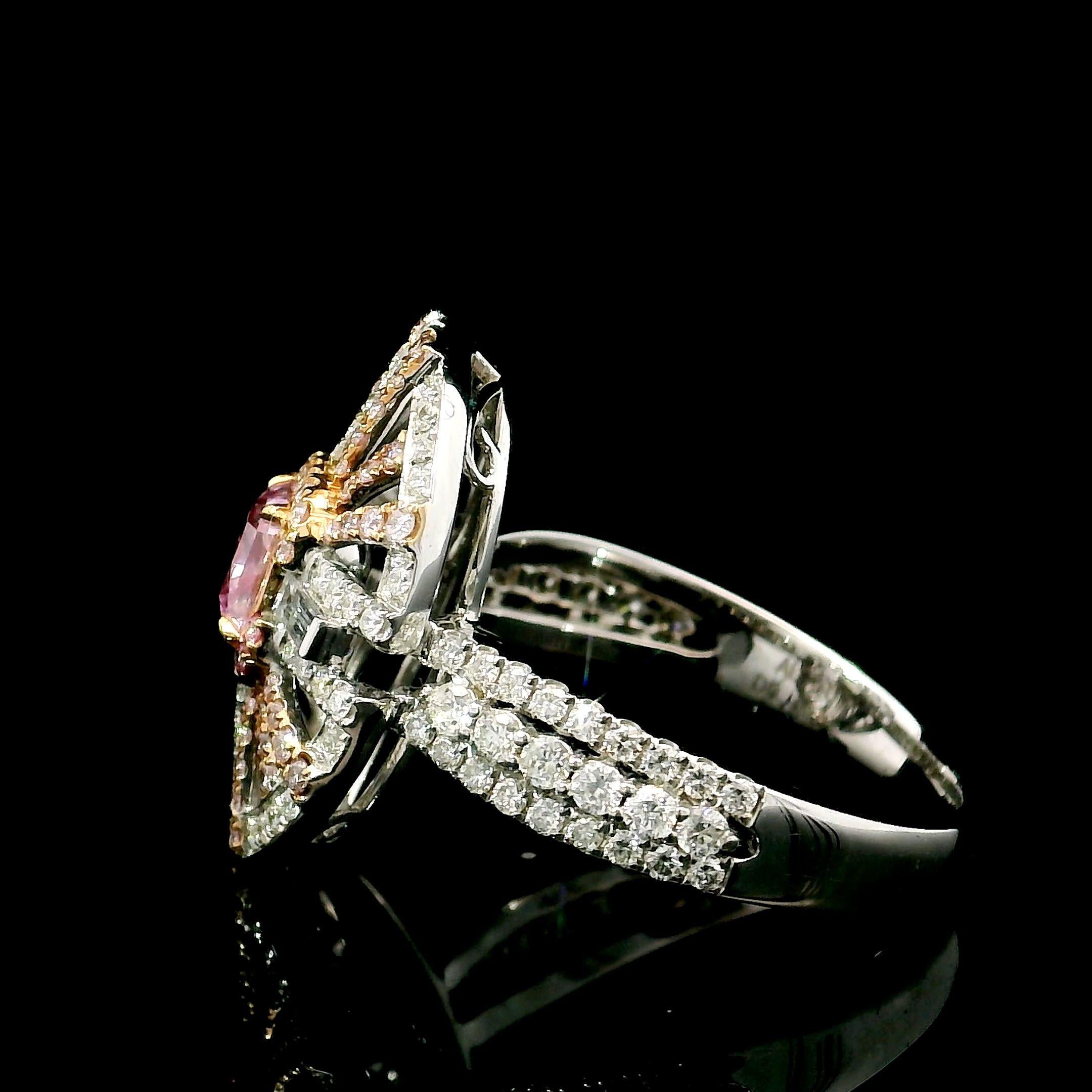 GIA Certified 0.50 Carat Faint Pink VS2 Clarity Diamond Ring For Sale 1