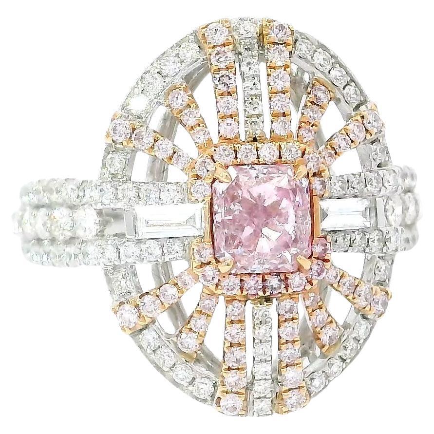 GIA Certified 0.50 Carat Faint Pink VS2 Clarity Diamond Ring For Sale