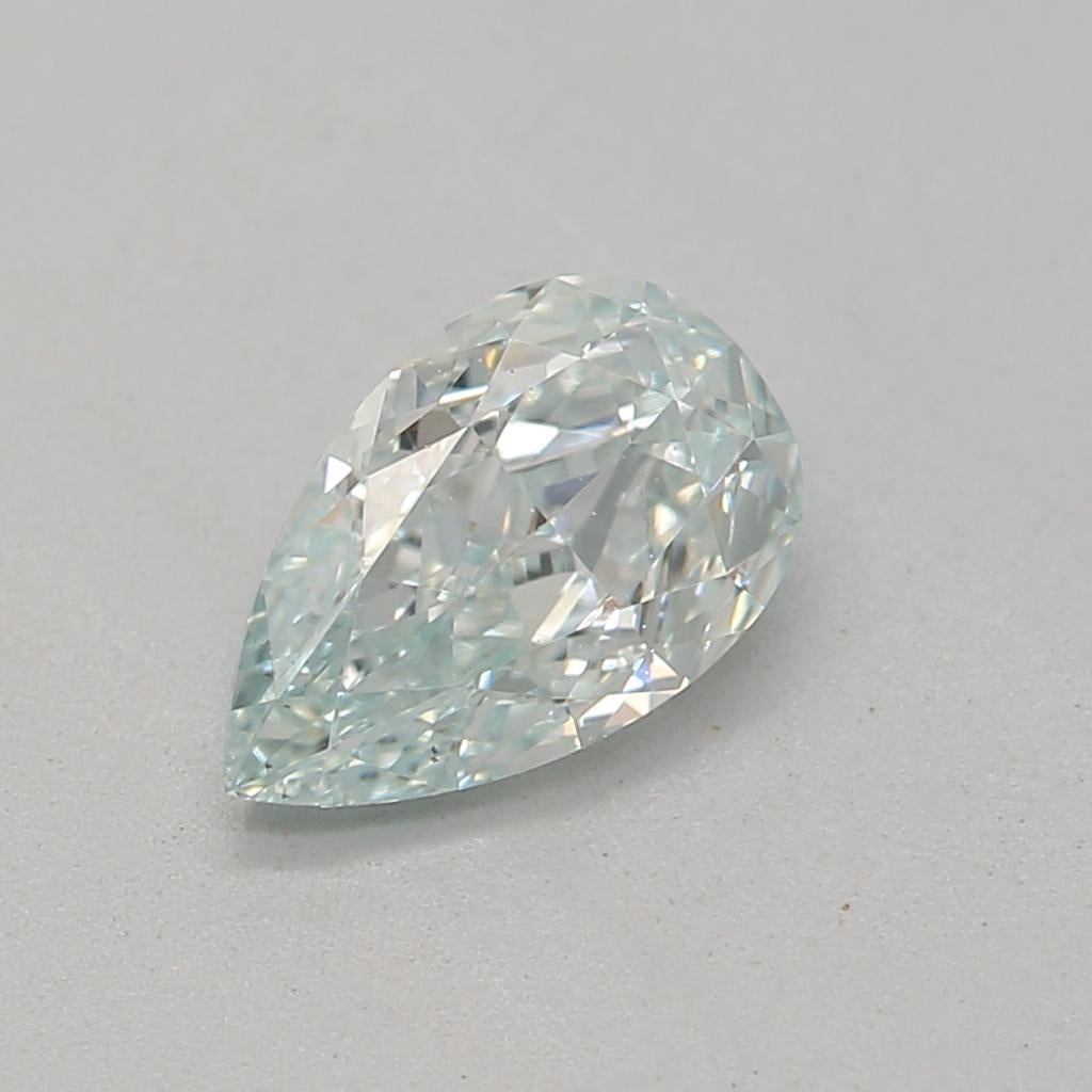 Certificate: GIA 
Report Number: 7376850961
Shape And Cut: Pear
Carat Weight: 0.50 carat
Measurements: 6.57X 4.13X 2.53 mm
Color Grade: Fancy Light Blue Green

FEATURES OF THE DIAMOND:

This fancy light blue green diamond is a rare and unique
