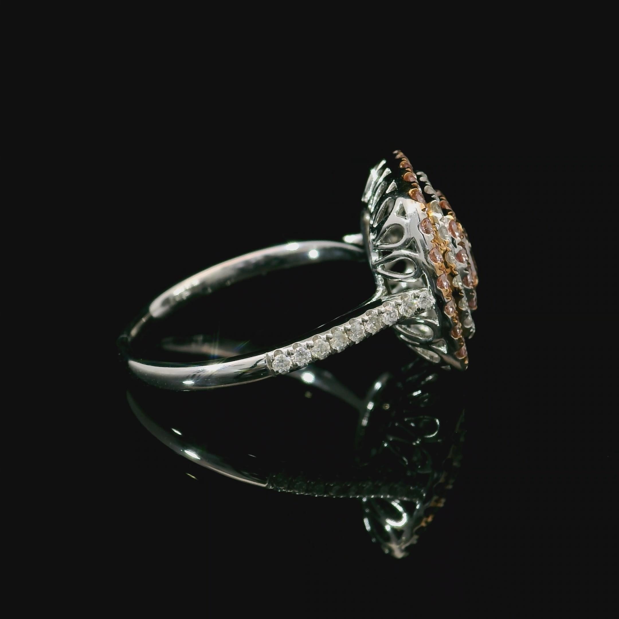 Femenino o masculino Diamante certificado por GIA de 0,50 quilates Fancy Pink Brown VS1 Clarity en venta
