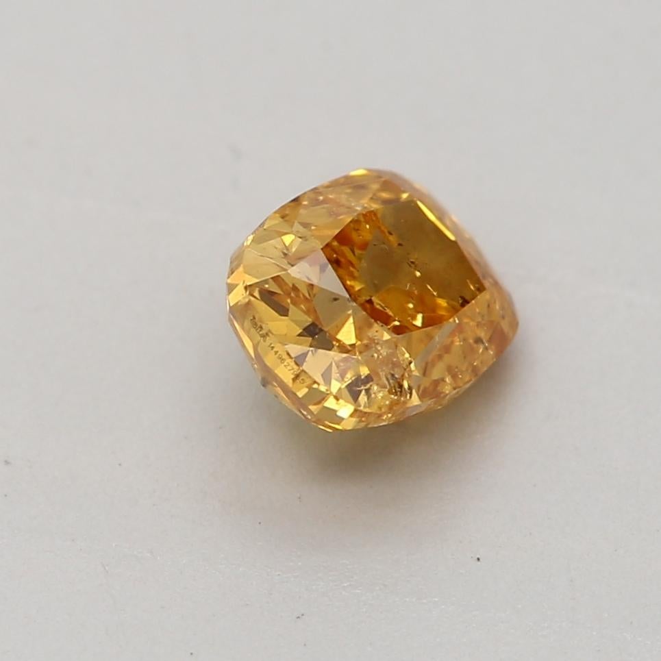 Women's or Men's GIA Certified 0.50 Carat Fancy VIvid Yellow Orange I1 Clarity Diamond For Sale