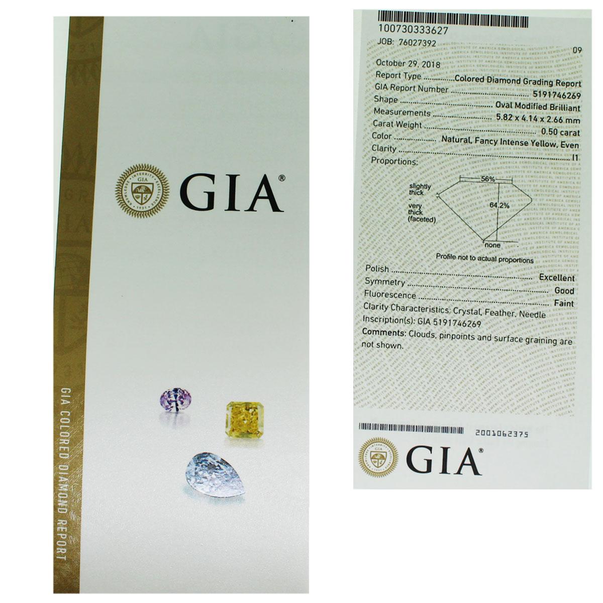 GIA-zertifizierte 0,50 Karat ausgefallene gelbe Halskette im Zustand „Neu“ im Angebot in Boca Raton, FL